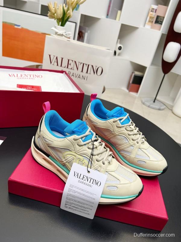 2024 Unisex Valentino Blue Beige Mesh TPU Sneakers Vlogo LY00410
