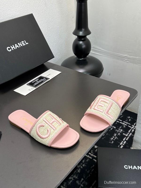 2025 Slippers CHANEL Pink Tweed Slippers