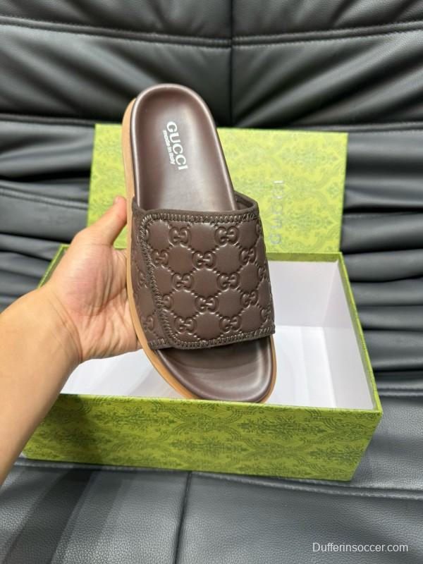 2024 Slippers Gucci Brown Leather Slippers MJ00200