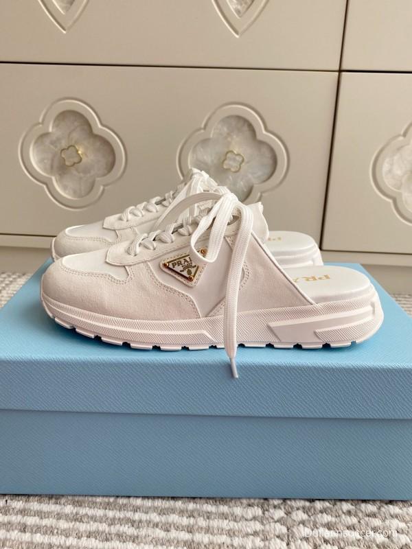 2025 Women Prada White Leather Sneakers LY00290