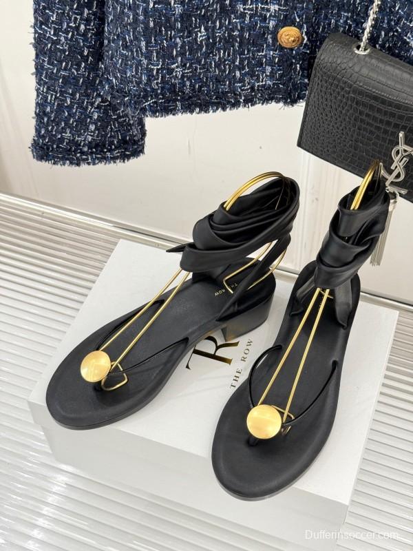 2025 Women Yves Saint Laurent Black Leather Sandal