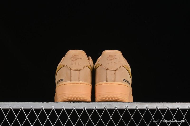 Louis Vuitton x Nike Air Force 1 '07 Low Casual Sneakers with Monogram Print in Wheat - CJ9179-200