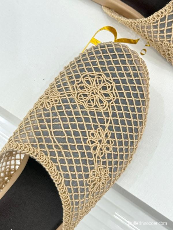 2025 Women The Row Beige Mesh Slippers KFY00260