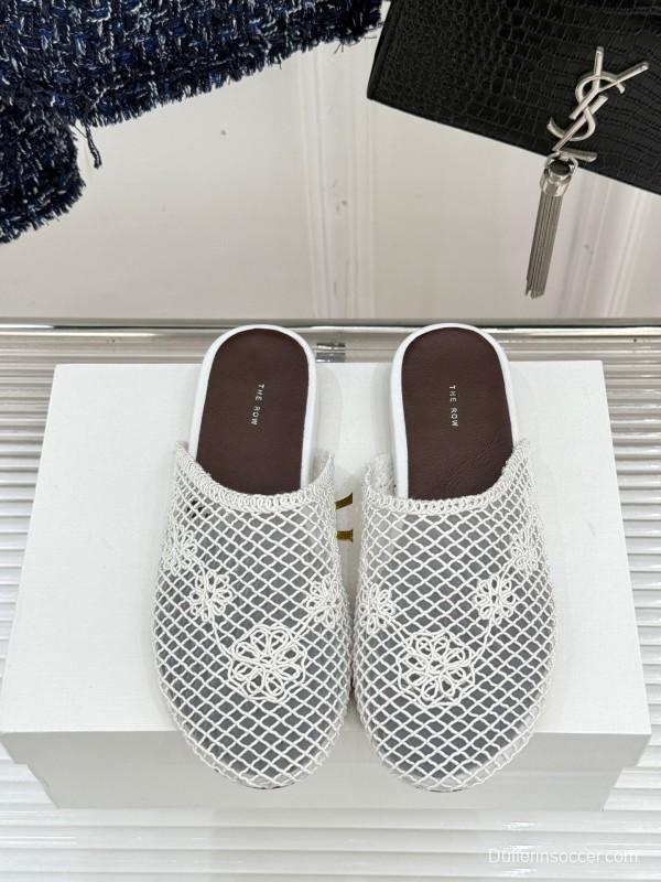 2025 Women Yves Saint Laurent White Mesh Slippers KFY00260