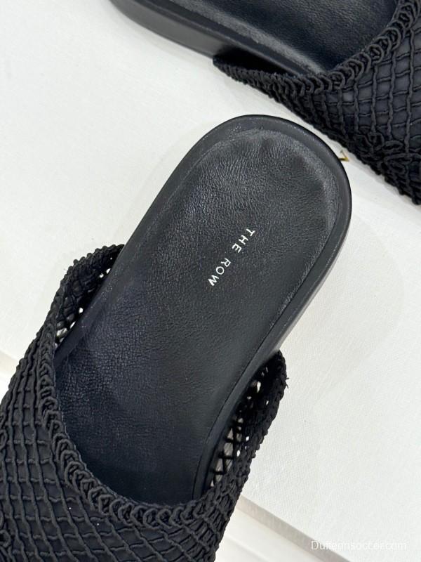 2025 Slippers Unisex The Row Black Mesh LY00360