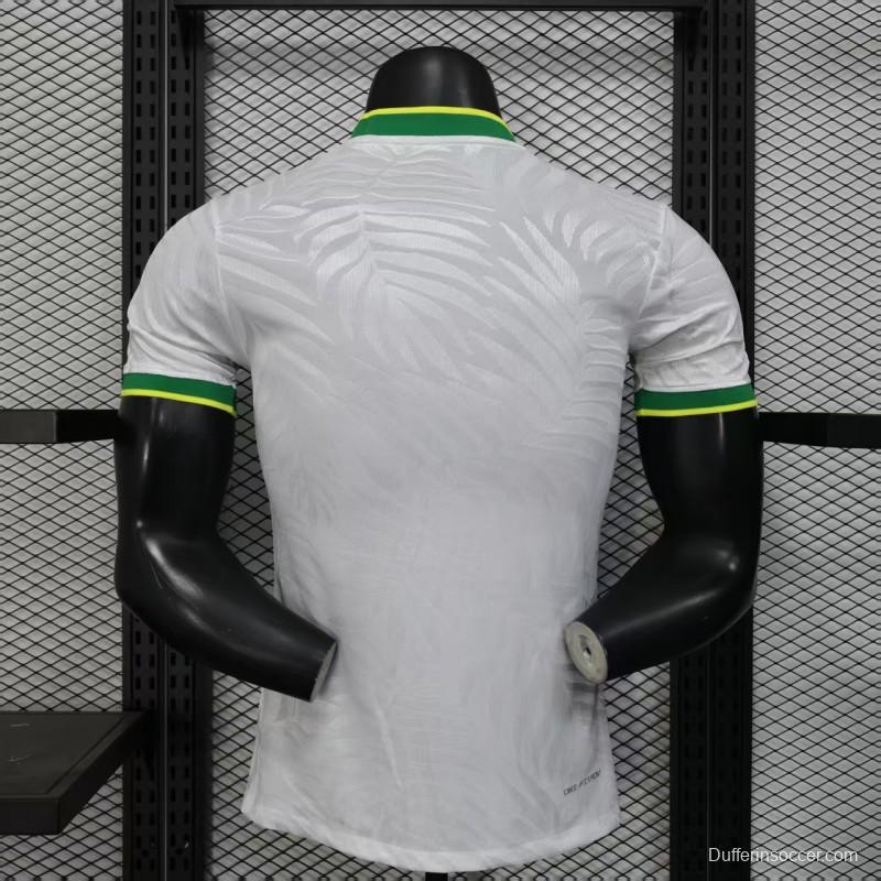 Player Version 2025 Brazil White with Rooster Print Jersey
