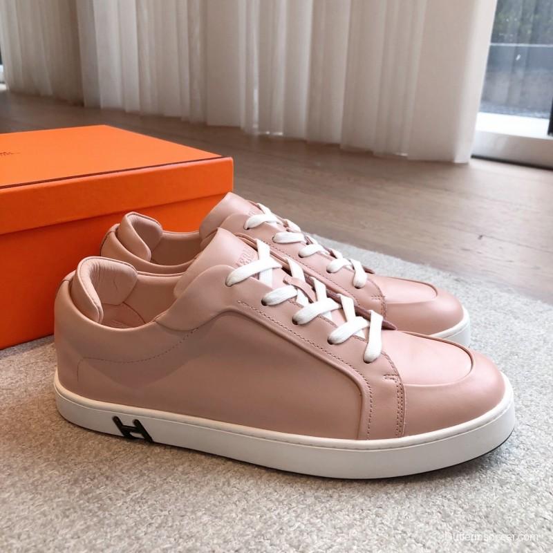 2025 Women Hermès Pink Leather Sneakers AS00380