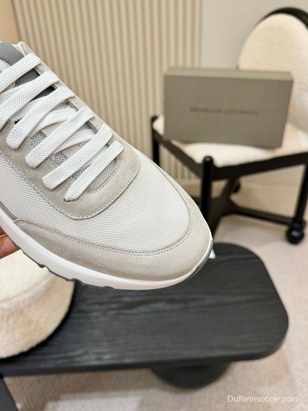 2025 Men Brunello Cucinelli White Orange Calfskin Leather Casual Sneakers AS00320