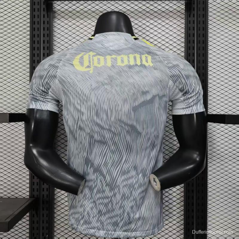 Player Version 25/26 Club America Grey with Diagonal Stripe Pattern Jersey