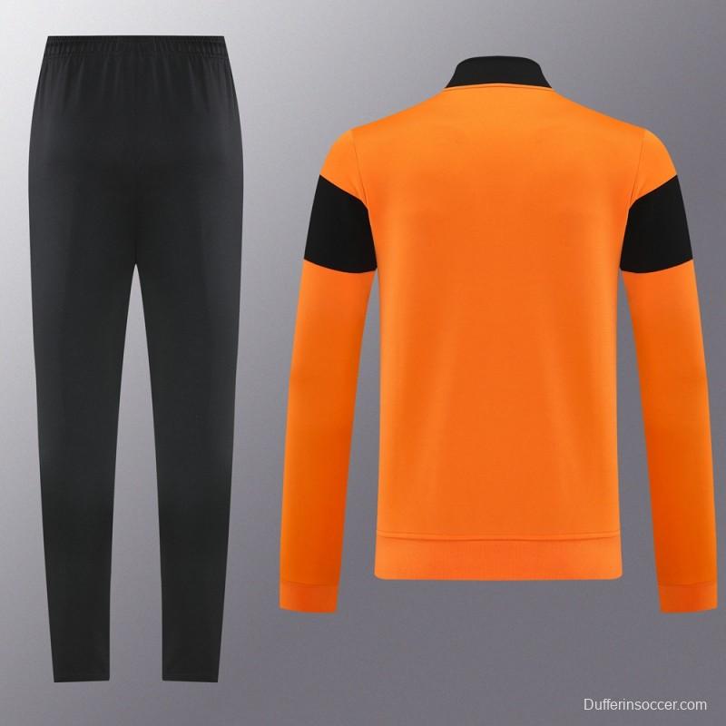 2025 Nike Orange/Black Full Hoodie Zipper Jacket +Long Pants