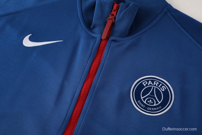 25/26 PSG Blue Full Hoodie Zipper Jacket +Long Pants
