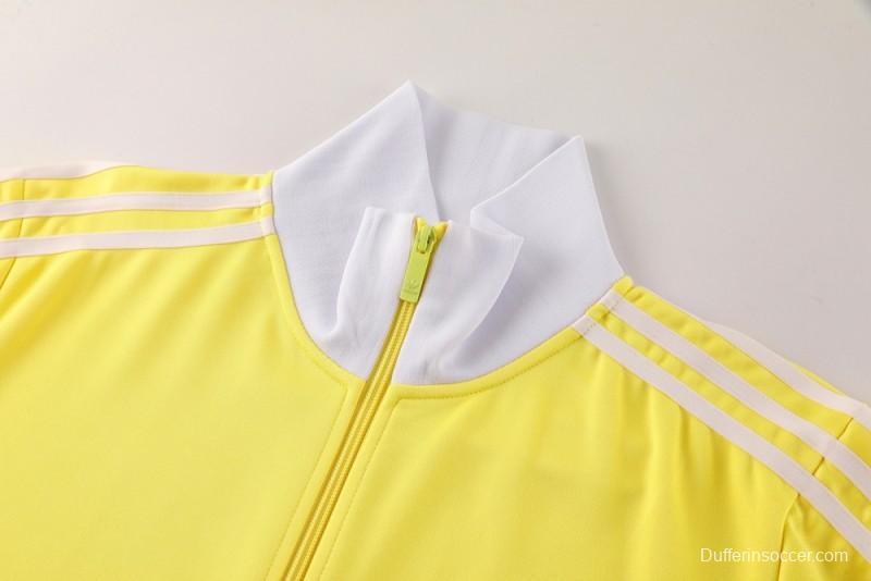 2025 Adidas Original Yellow Full Hoodie Zipper Jacket +Long Pants