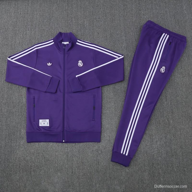 25/26 Real Madrid Purple Full Zipper Jacket +Long Pants
