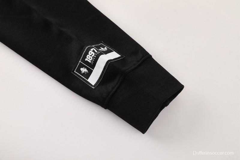 25/26 Juventus Black Hoodie Full Zipper Jacket + Long Pants