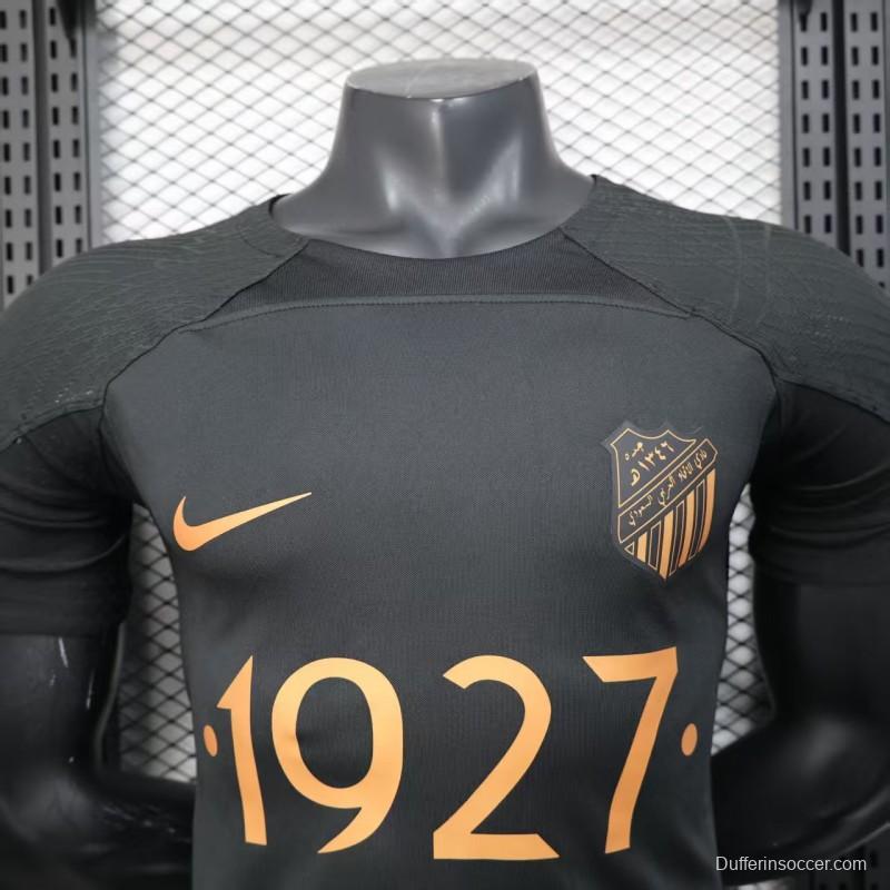 Player Version 25/26 Al-Ahli Black Champion Jersey With Golden Sponsor