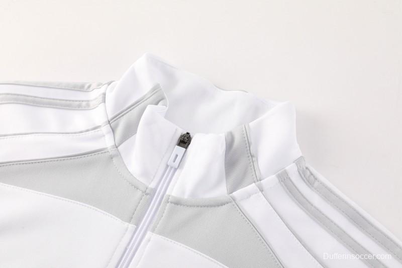 25/26 Real Madrid Grey/White Full Zipper Jacket + Long Pants