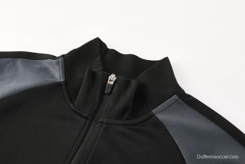 2025 Nike Air Black Tracksuit Set with Gray and White Accents Full Zipper Jacket + Long Pants