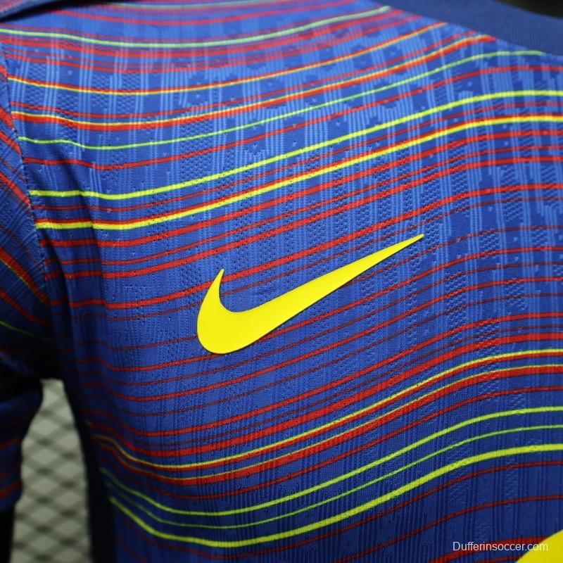 Player Version 25/26 FC Barcelona Blue with Colorful Wave Stripes Jersey