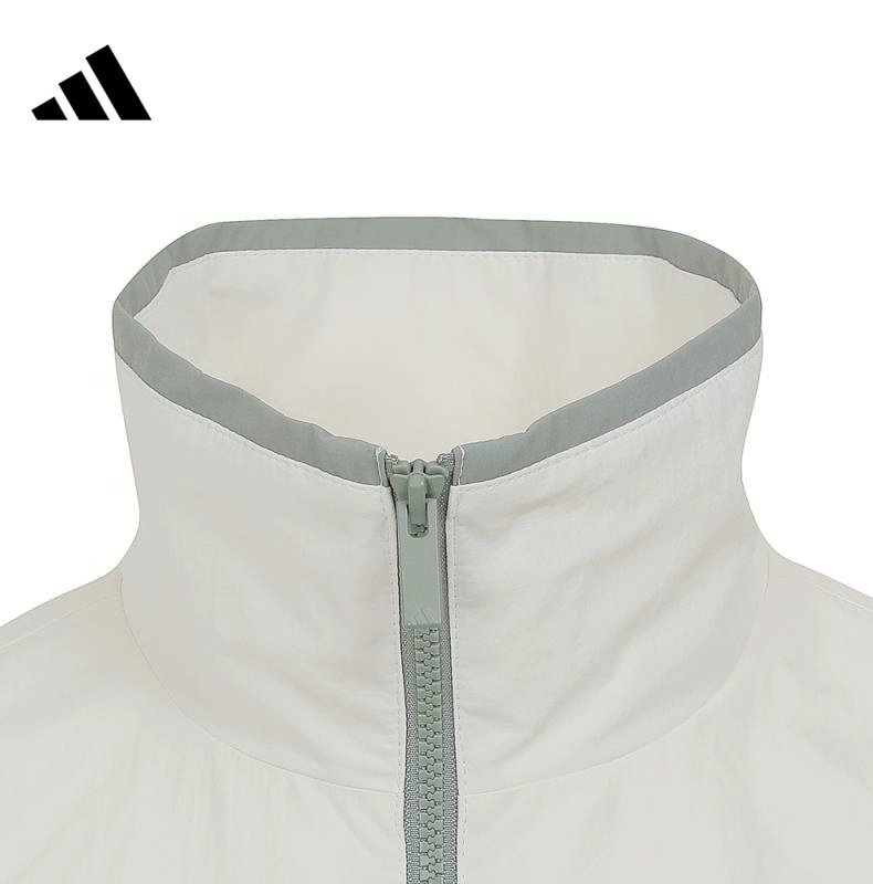 2025 Adidas Cream Colored Nylon Taslon Full Zipper Windbreaker