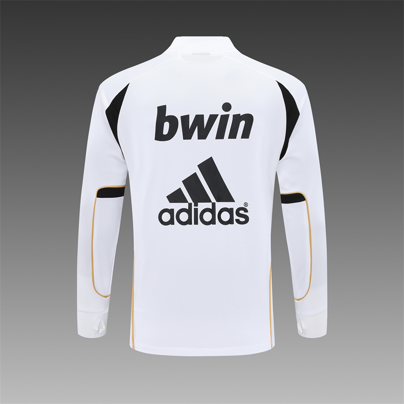 Retro 11/12 Real Madrid White Half Zipper Jacket
