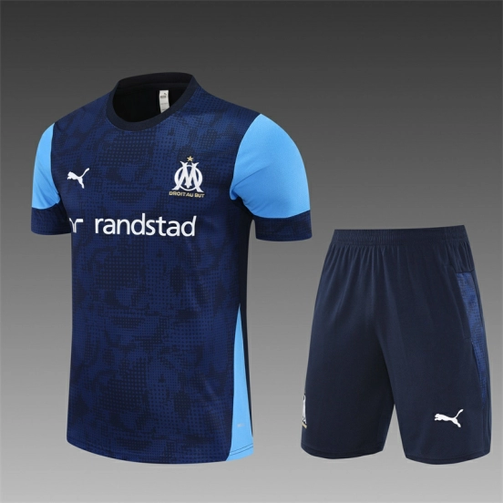 25/26 Olympique de Marseille Royal Blue Camouflage with XS Short Sleeve+Soccer Shorts