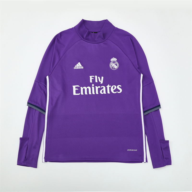 Retro 16/17 Real Madrid Purple Half Zipper Jacket