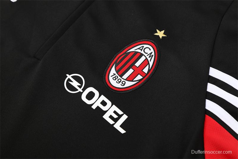Retro 03/04 AC Milan Black Half Zipper Jacket+Long Pants