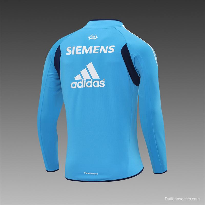 Retro 05/06 Real Madrid Light Blue Half Zipper Jacket+Long Pants