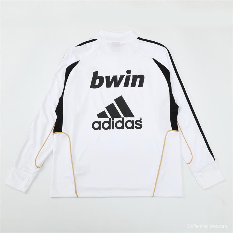 Retro 11/12 Real Madrid White Half Zipper Jacket