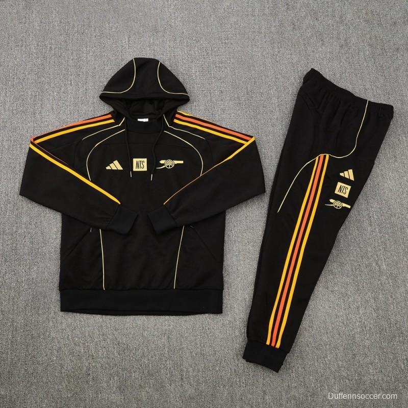 25/26 Arsenal Black Full Zipper Jacket + Long Pants