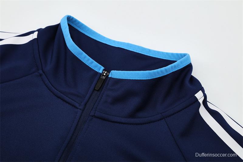 Retro 05/06 Real Madrid Royal Blue Half Zipper Jacket+Long Pants