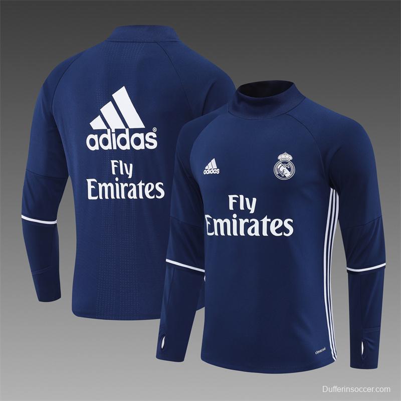 Retro 16/17 Real Madrid Royal Blue Half Zipper Jacket