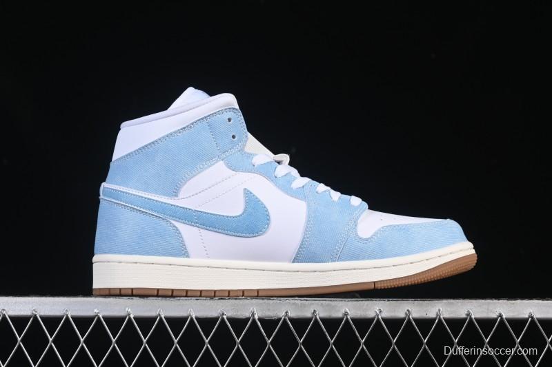 Nike Air Jordan 1 Mid Retro Denim Blue Casual Sneakers - HQ2005-100