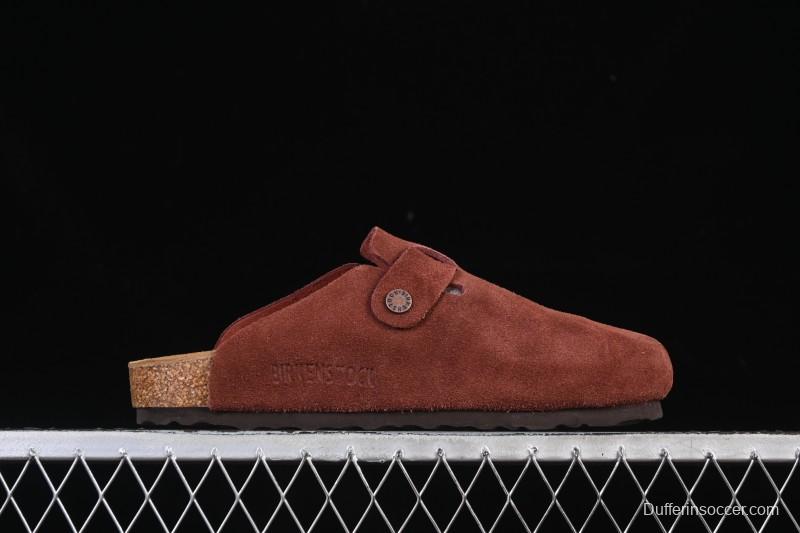 Birkenstock Sandals Series with Soft Leather Upper and Cork Rubber Midsole - Red Wine