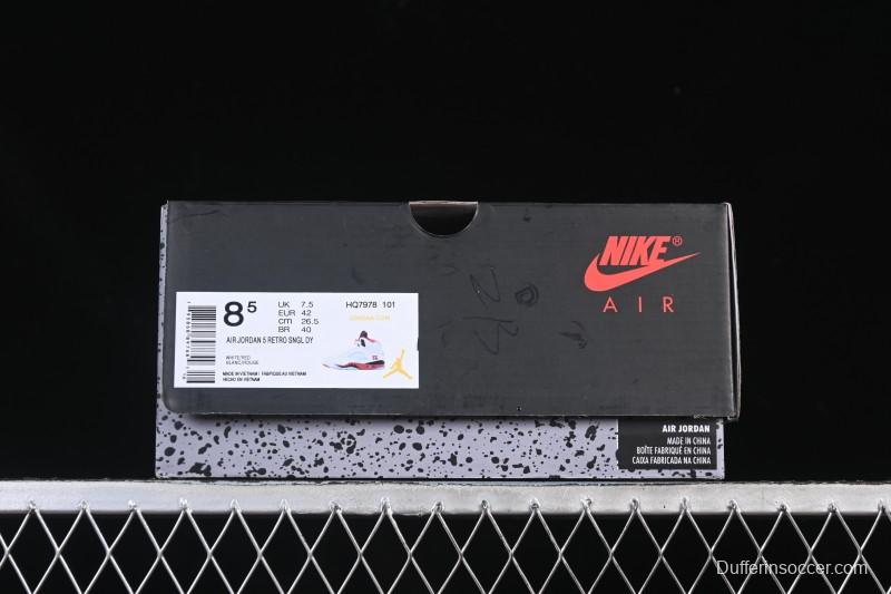 Nike Air Jordan 5 Retro Fire Red Black Tongue Basketball Shoes - HQ7978-101