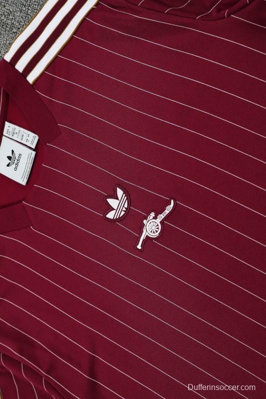 25/26 Arsenal Adidas Original Wine Short Sleeve Jersey+Shorts