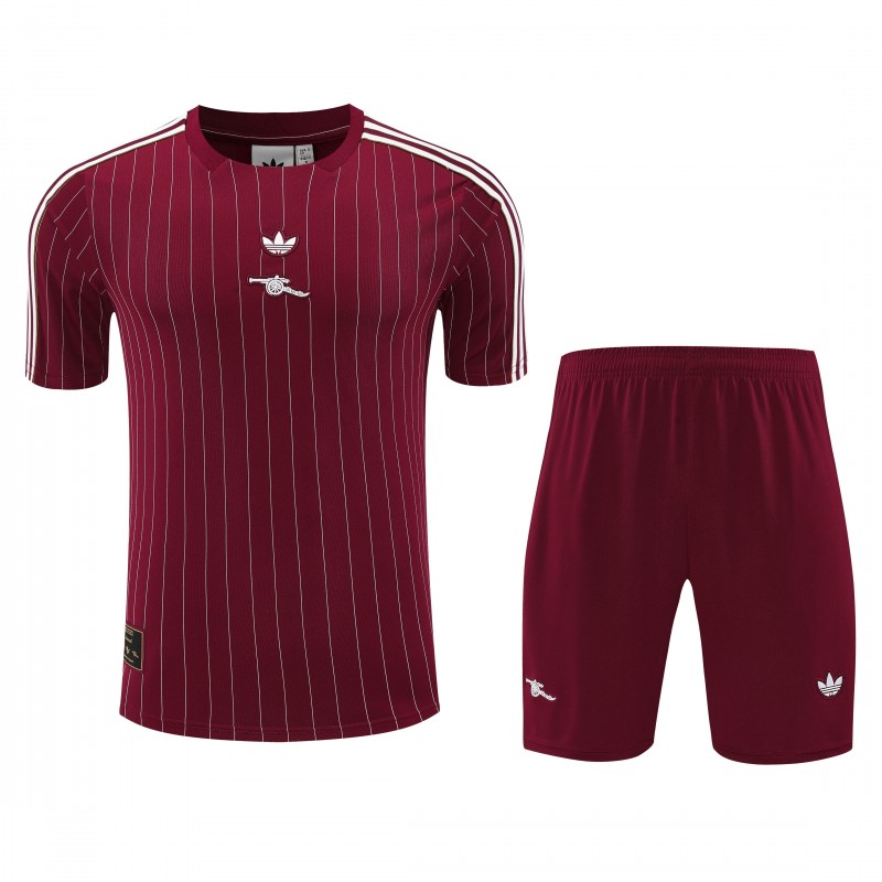 25/26 Arsenal Adidas Original Wine Short Sleeve Jersey+Shorts