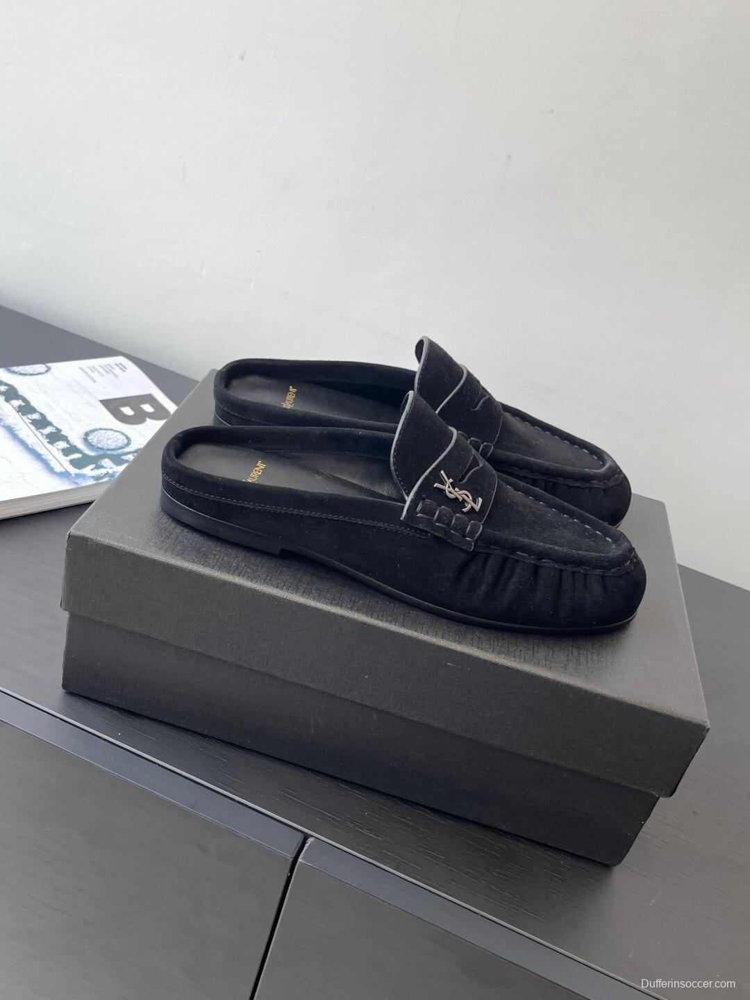 Saint Laurent Classic Loafer Mule Flat Shoes - KFY00320