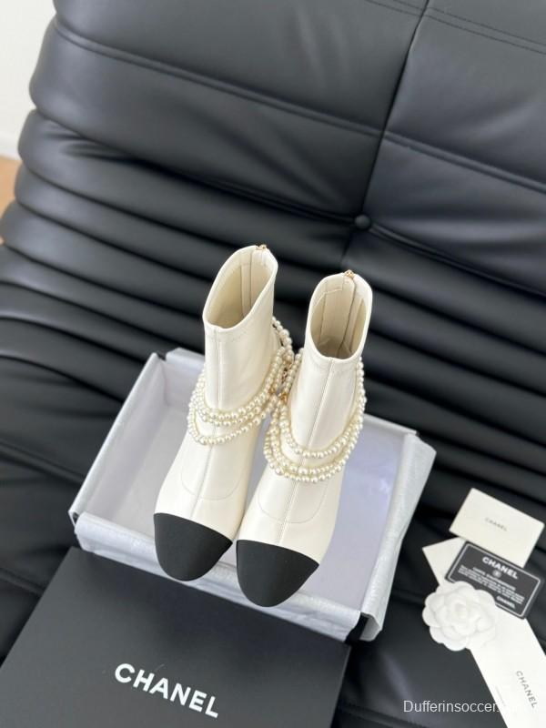 Chanel 2025/SS Haute Couture Pearl Collection Mary Jane Ankle Boots - LY00360