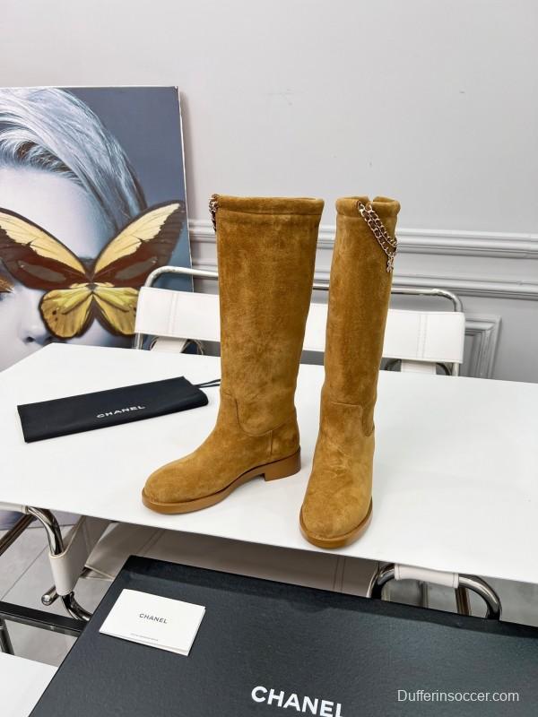 Chanel 2025/SS Quilted Leather Chain Four-Leaf Clover CC Flat Ankle Boots - LY00510