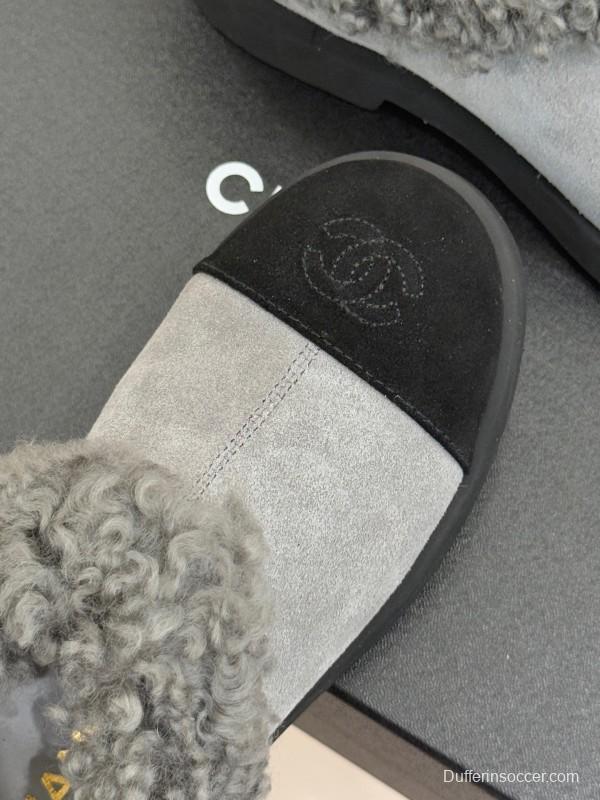 Chanel 2025/SS Double C Color-Block Shearling Snow Boots - KFY00270