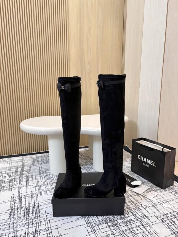 Chanel Classic Chunky Heel Back Zipper Long Boots - LY00360