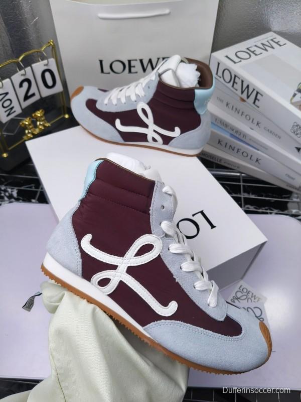 LOEWE High-Top German Training Sneakers Retro Fashion Casual White Shoes - LY00330