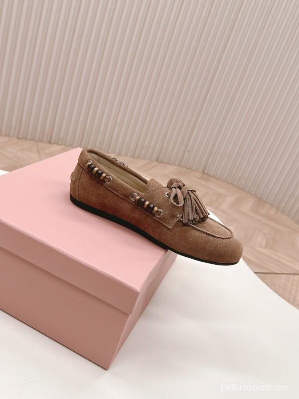 Miu Miu Fall/Winter 2025 Tassel Loafer Mule with Bead Accents - LY00330