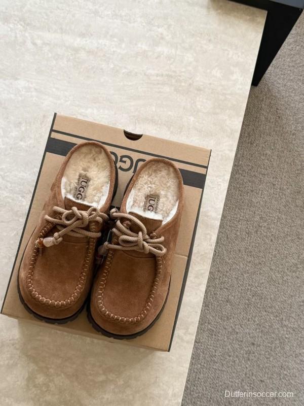 UGG Fall Winter New Potato Wool Slippers Retro Acrylic Buckle Design - KFY00250