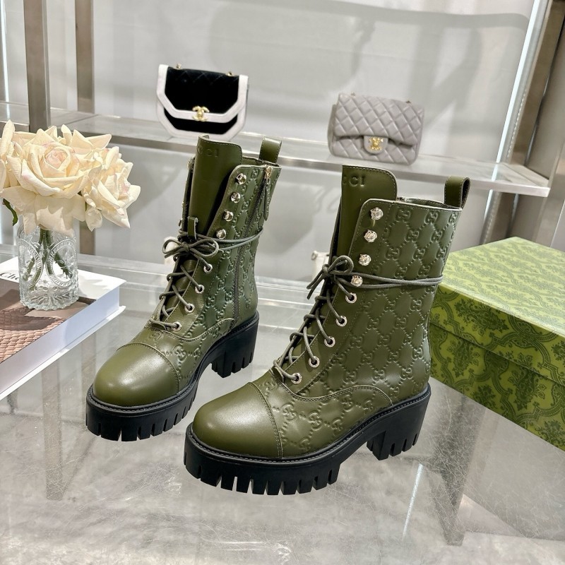 Gucci GG Lace-Up Ankle Boots in Calfskin - LY00380