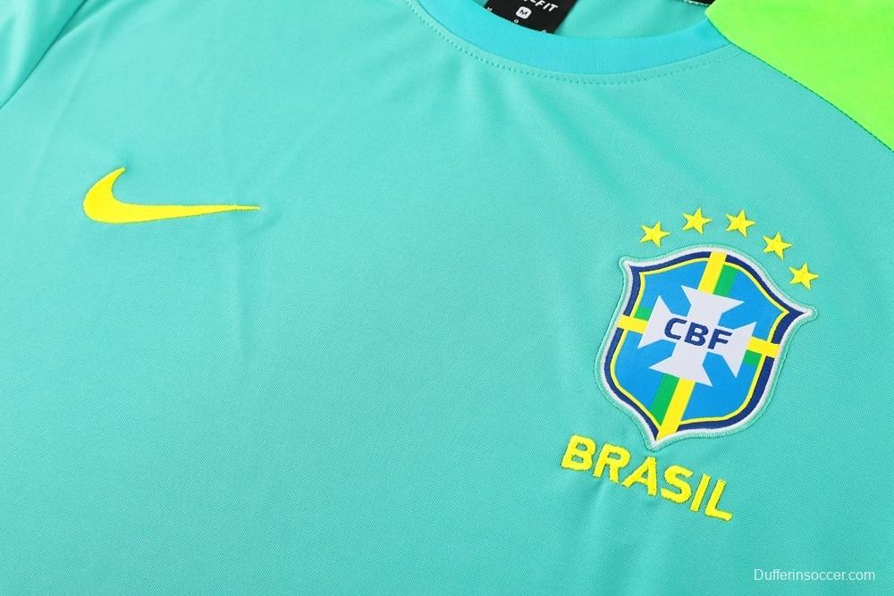 2025 Brazil Lake Green Short Sleeve+Soccer Shorts