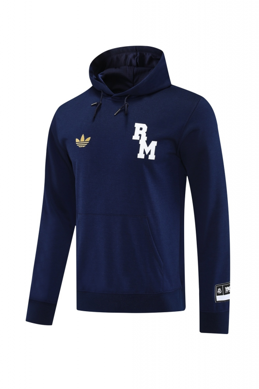 25/26 Real Madrid Royal Blue Half Zipper Jacket+Long Pants S-2XL