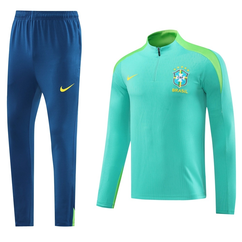 2025 Brazil Lake Green Half Zipper Jacket+Long Pants