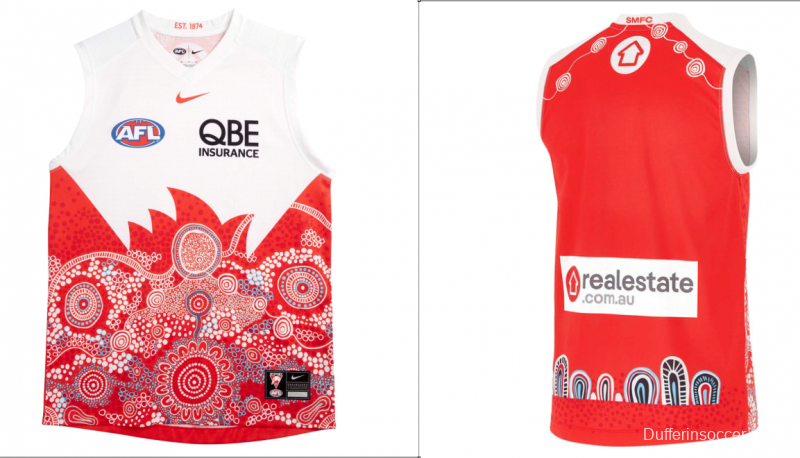 25/26 Sydney Swans White with Red Aboriginal Art Jersey